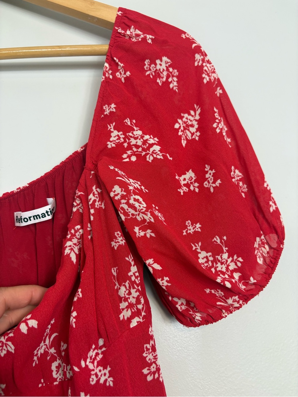 New Reformation Hannah Summer Dress Size 4 Floral Red - Picture 4 of 12